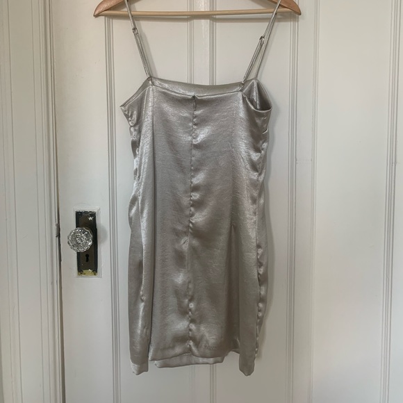 OLIVACEOUS SATIN SILVER GORGEOUS MINI DRESS - Picture 6 of 6